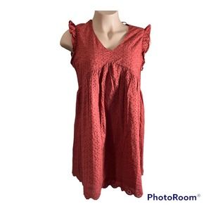 New Knox Rose Desert Red Eyelet Dress Large